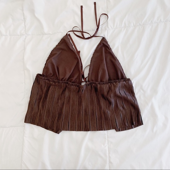 BRAND NEW! BROWN FRONT TIE TOP! - Picture 3 of 3